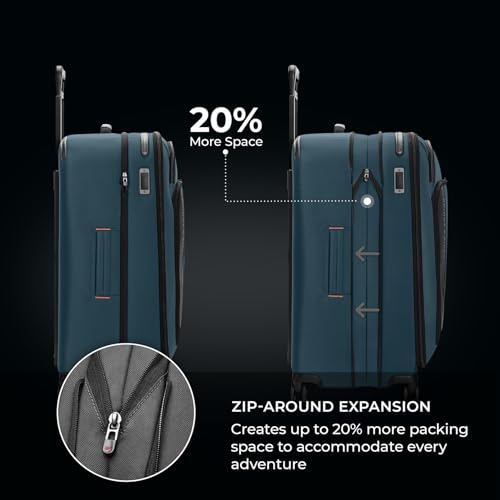 Black 22" Expandable Spinner Softside Luggage O8205