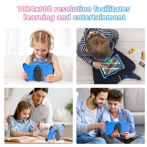 7 Inch Android 14 Kids Tablet, Octa-Core, 10+64GB, WiFi 6, Bluetooth 5.0, Blue Y851