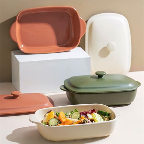 33oz Ceramic Rectangular Baking Dish with Lid I8672