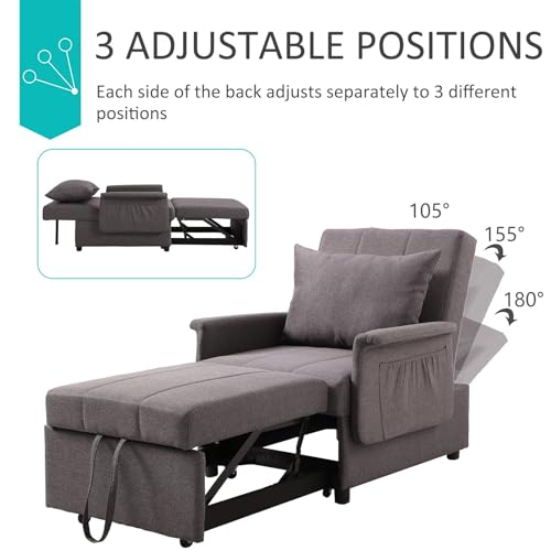 PU Leather Sleeper Chair Bed with Adjustable Backrest and Pillow V67057