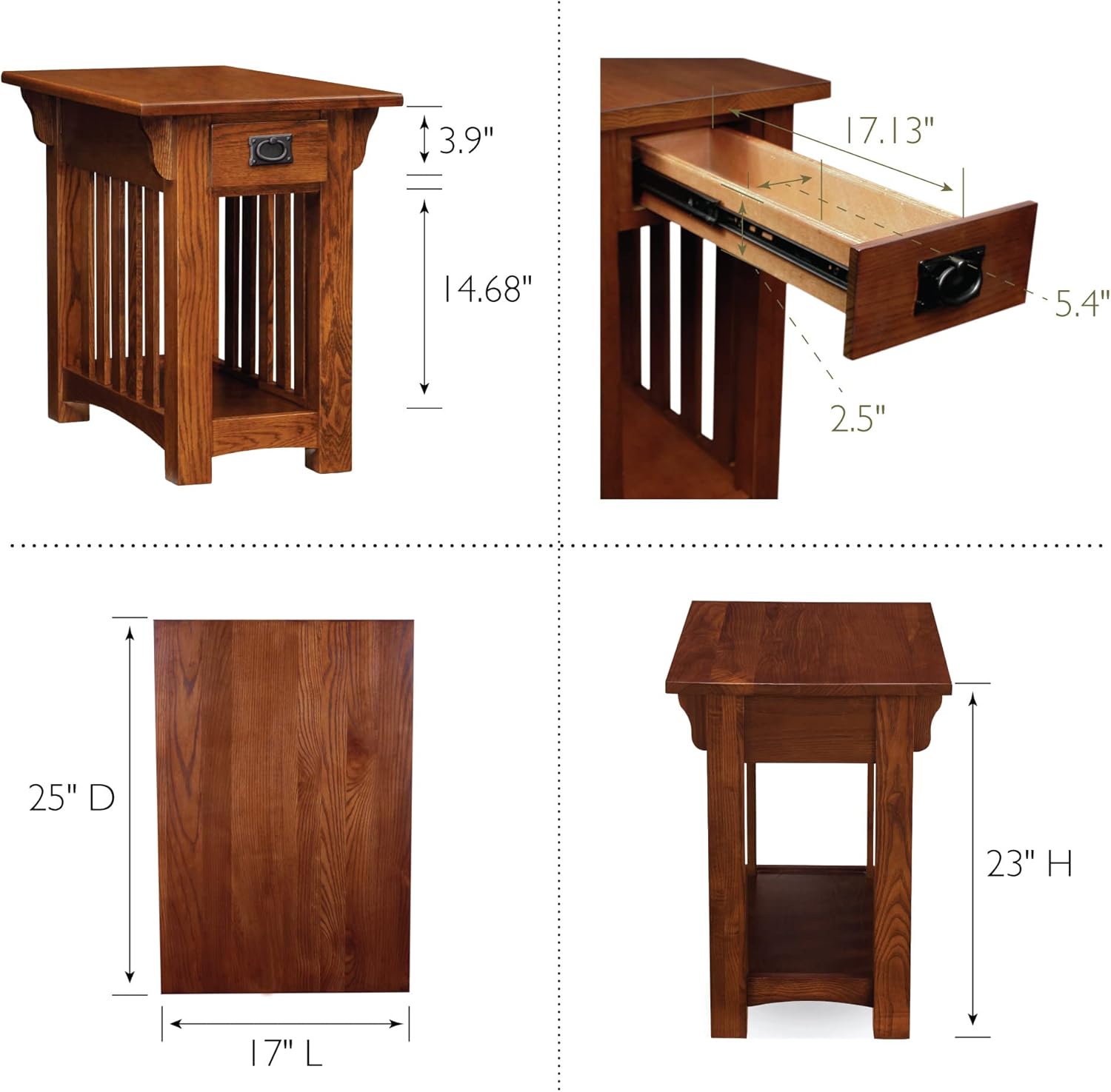 Solid Wood Medium Oak Side Table K23985