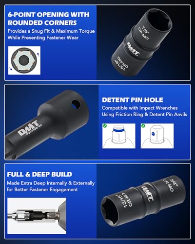 5pc 1/2" Drive Impact Flip Socket Set with Metric 17 19 21 22 mm & SAE 3/4 13/16 7/8 15/16 in. Sockets G436