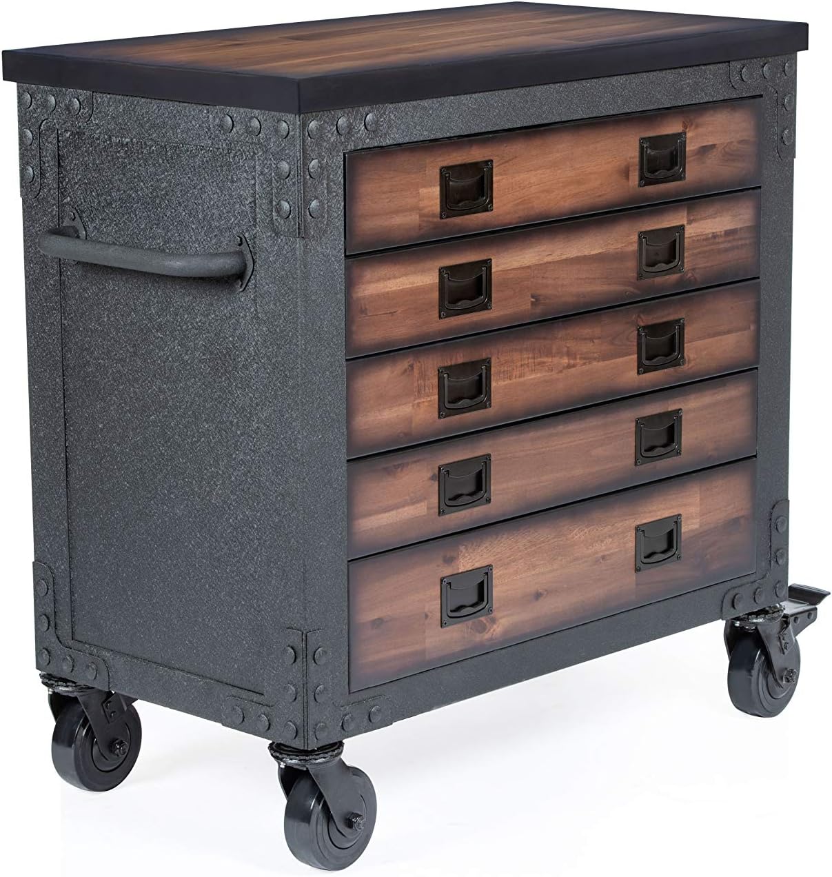 36" 5 Drawer Rolling Tool Chest with Wood Top S5480