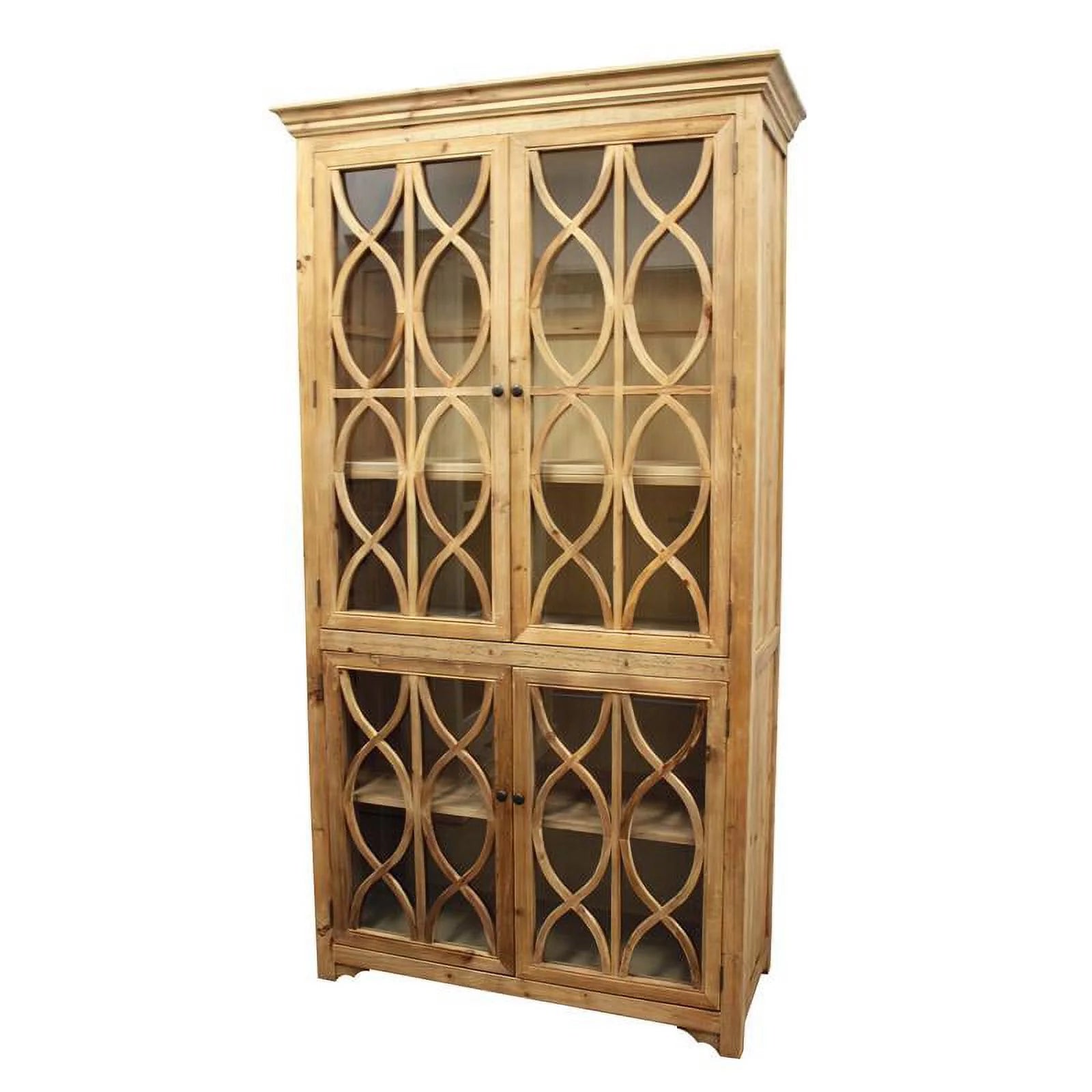Natural Solid Wood Cabinet with 4 Glass Doors C704