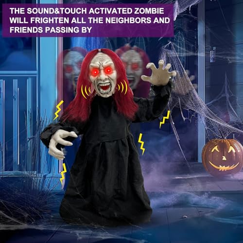 2.6 Ft Zombie Animatronics with Glowing Eye S2940