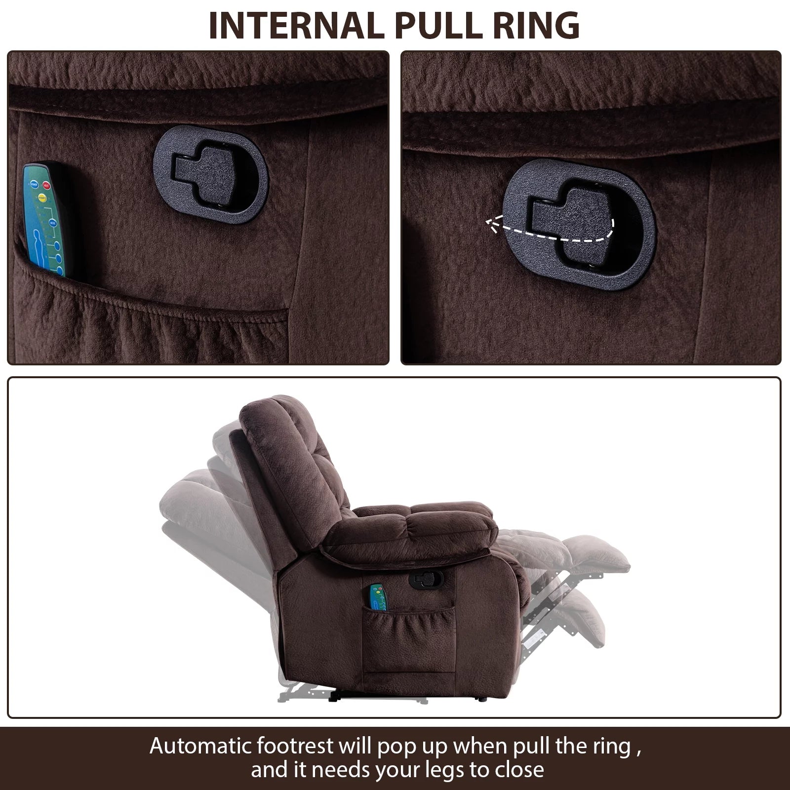 Brown Fabric Manual Recliner Chair N6620