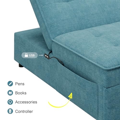 White 4-in-1 Sleeper Sofa Chair Bed with Storage Pocket and USB Port F983024