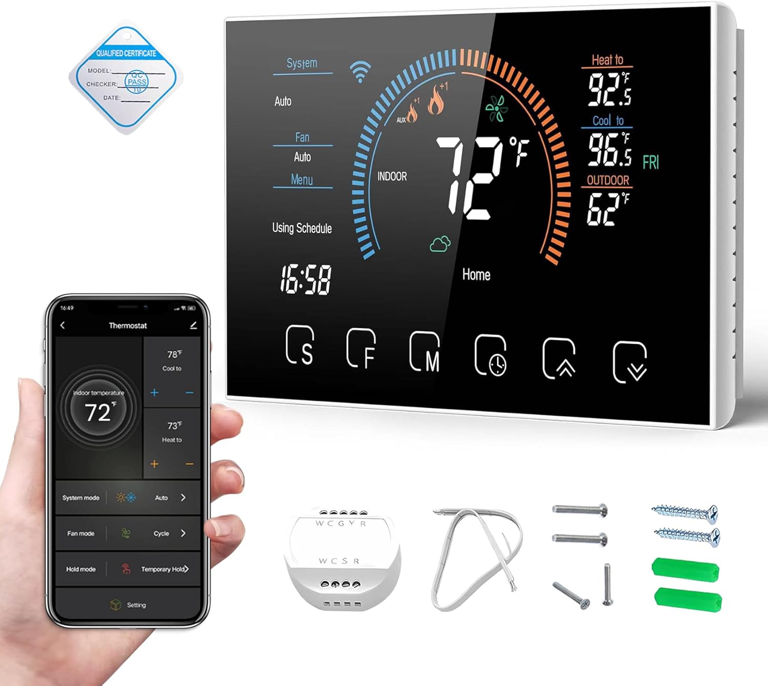 Digital WiFi Thermostat with App and LCD Color Screen R99301