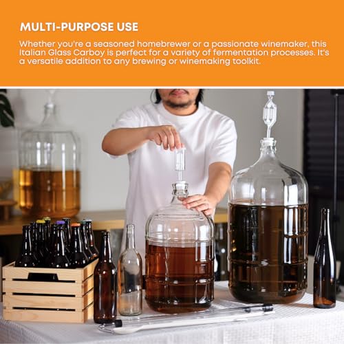 3 Gallon Glass Italian Carboy with 30 mm Cork Neck Finish E2350