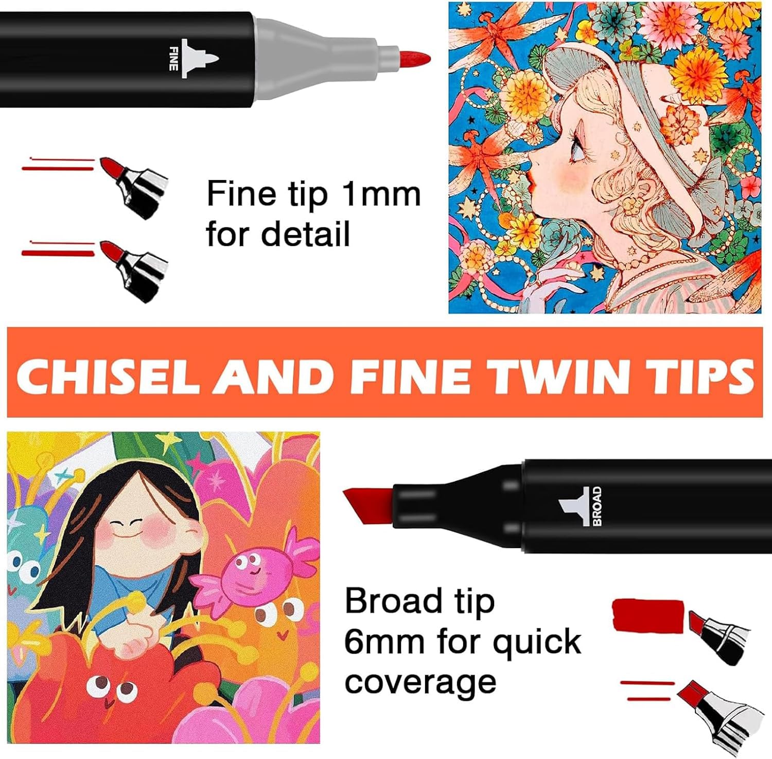 24 Colors Alcohol-based Art Marker Set with Dual Tips A527127