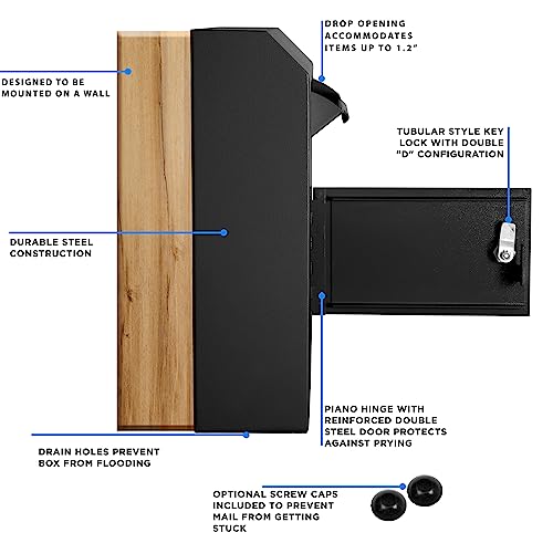 Heavy Duty Steel Wall Mount Locking Drop Box (Black) G89048
