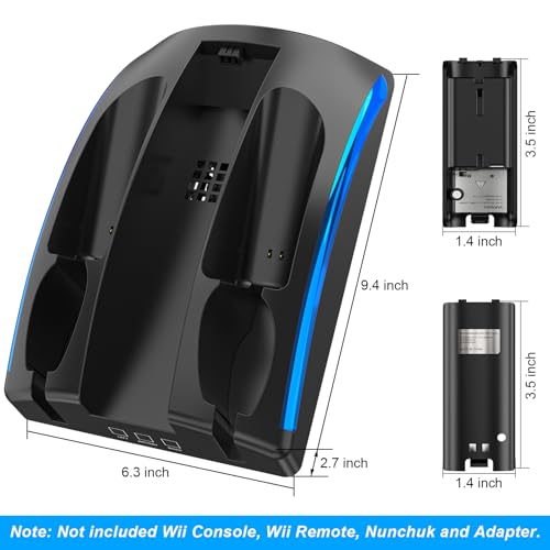 Wii Charging Dock Station with 2 Pcs Rechargeable Battery W669