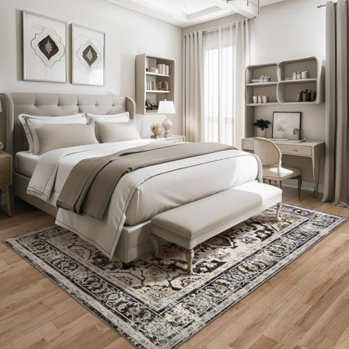 9x12 Brown Non Slip Washable Area Rug R843
