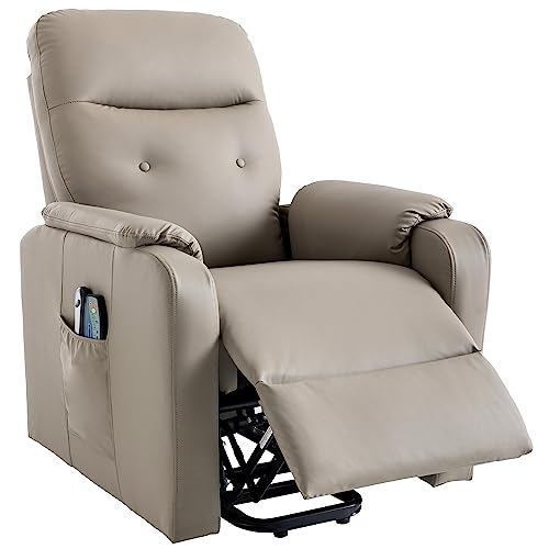 Grey Leather Electric Power Lift Recliner Chair with Massage K73270