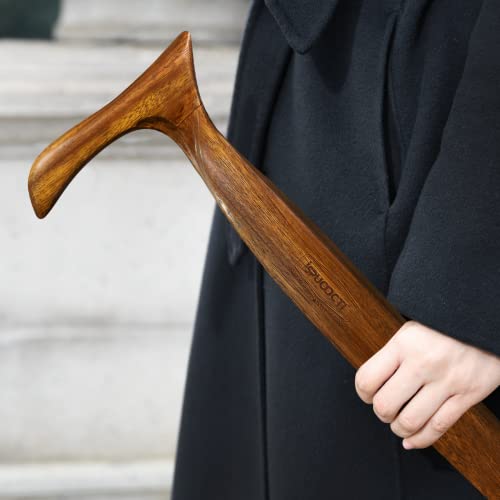 Natural Solid Wood Walking Cane with 3 Rubber Tips and Travel Bag R732692
