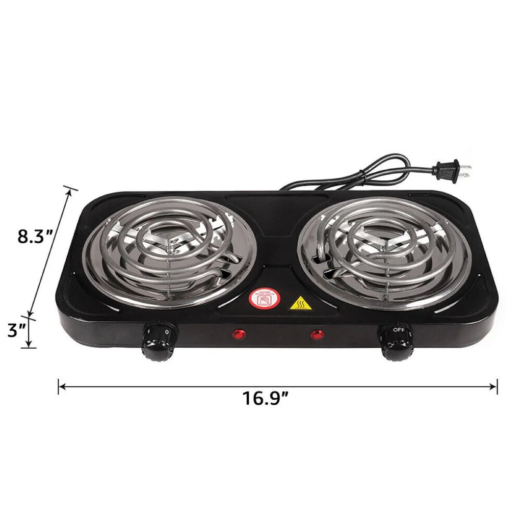 Electric Stove Dual Burner Portable Compact Hot Plate R684854