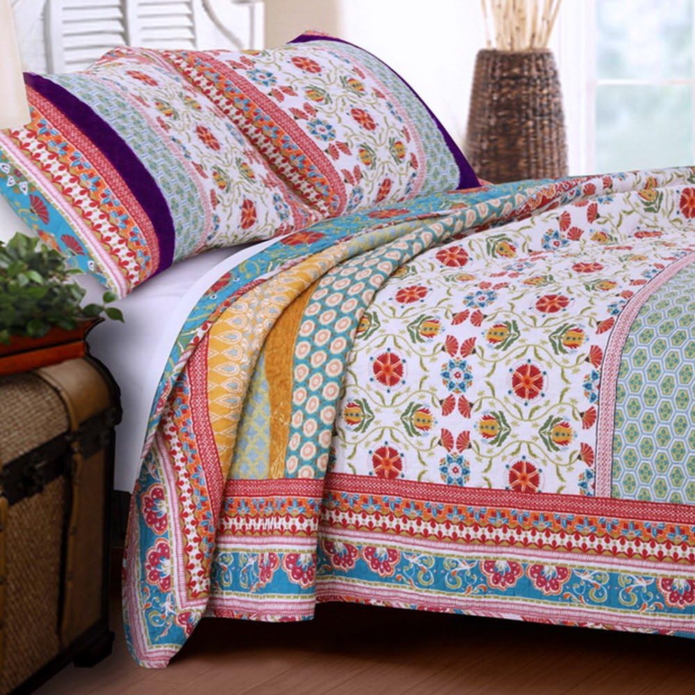 King Size 100 Cotton 3 Piece Quilt Set with Shams P224