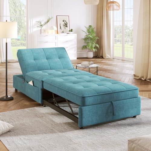 White 4-in-1 Sleeper Sofa Chair Bed with Storage Pocket and USB Port F983024