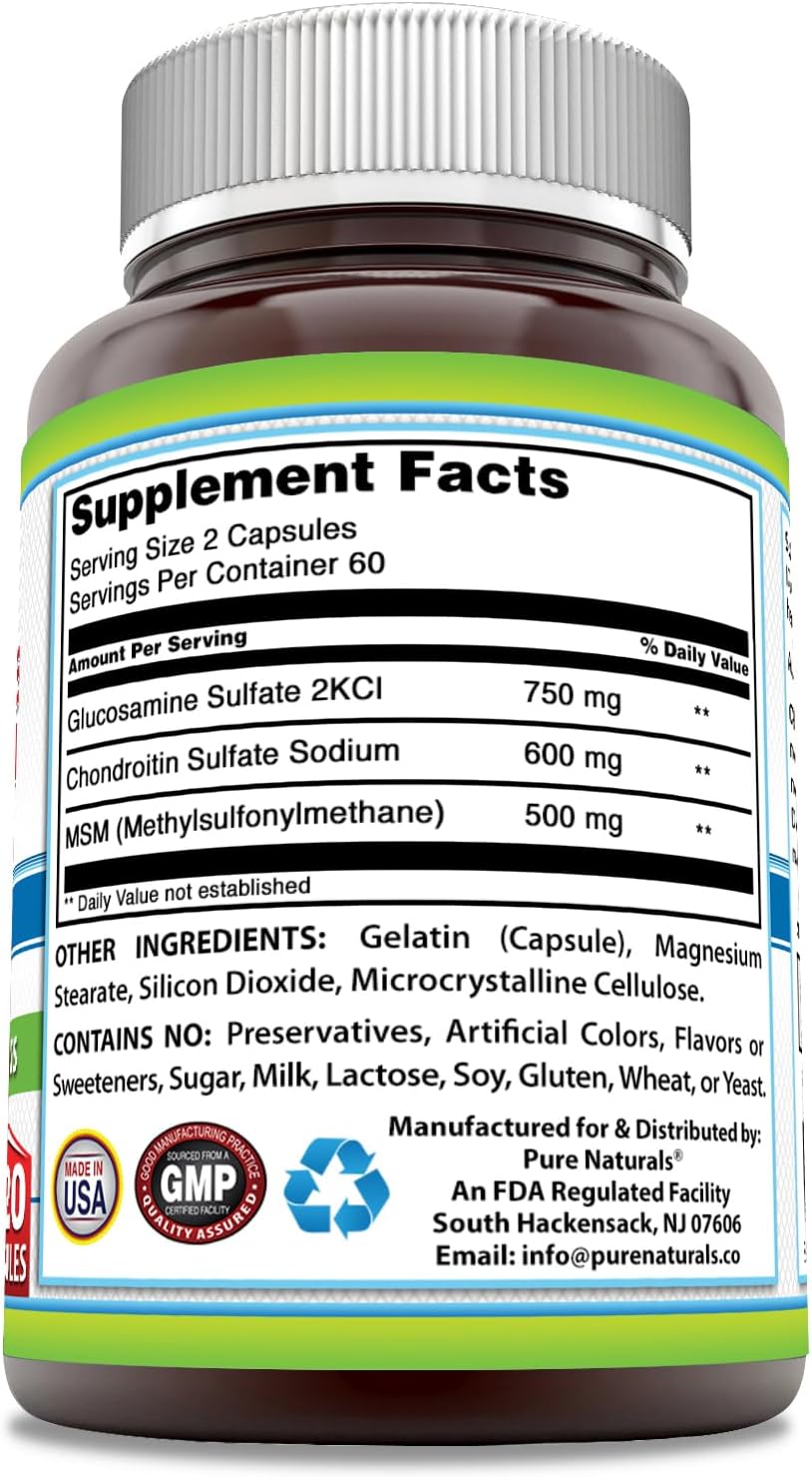1850 Mg per Serving 120 Capsules Glucosamine Chondroitin & MSM Supplement F48564