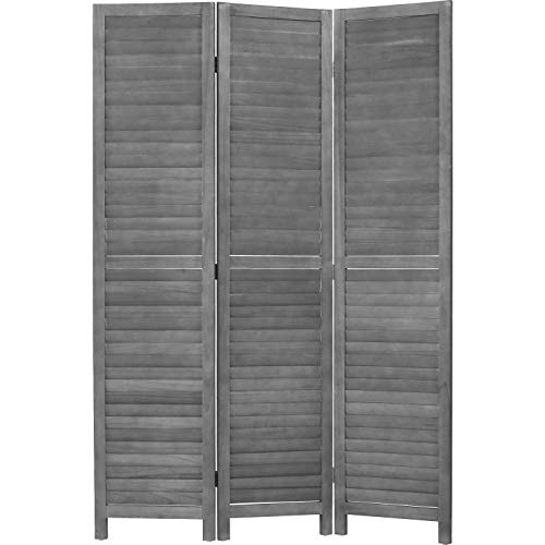 Brown 3 Panel Wood Folding Room Divider J980