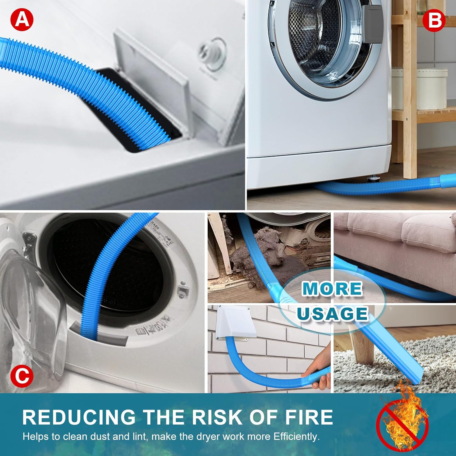 19-Piece Blue Dryer Vent Cleaner Kit with 30Feet Brush I18309