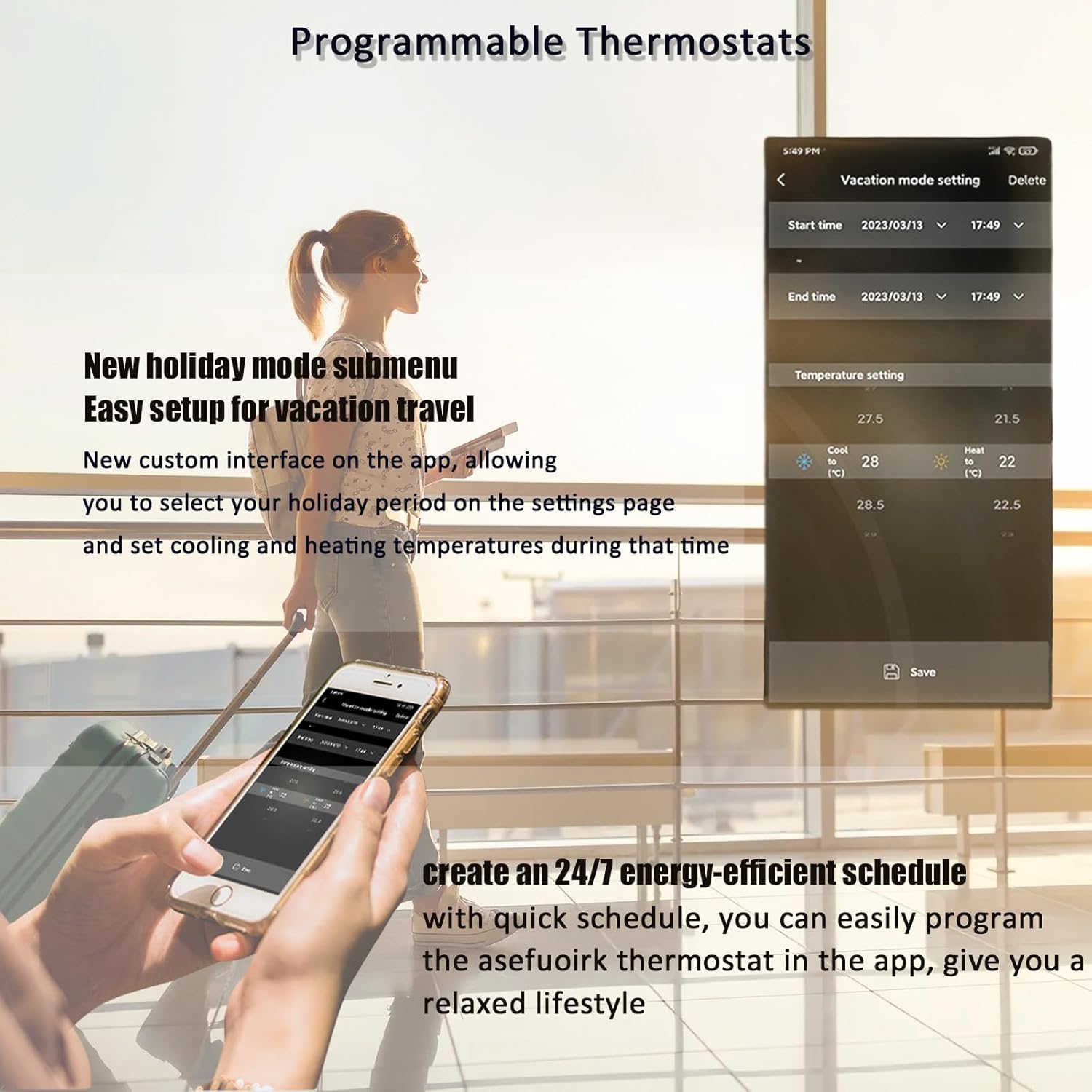 Digital WiFi Thermostat with App and LCD Color Screen R99301