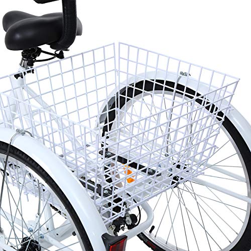 24 Inch 26 Inch 3-Wheel Adult Tricycle with Shopping Basket U386609