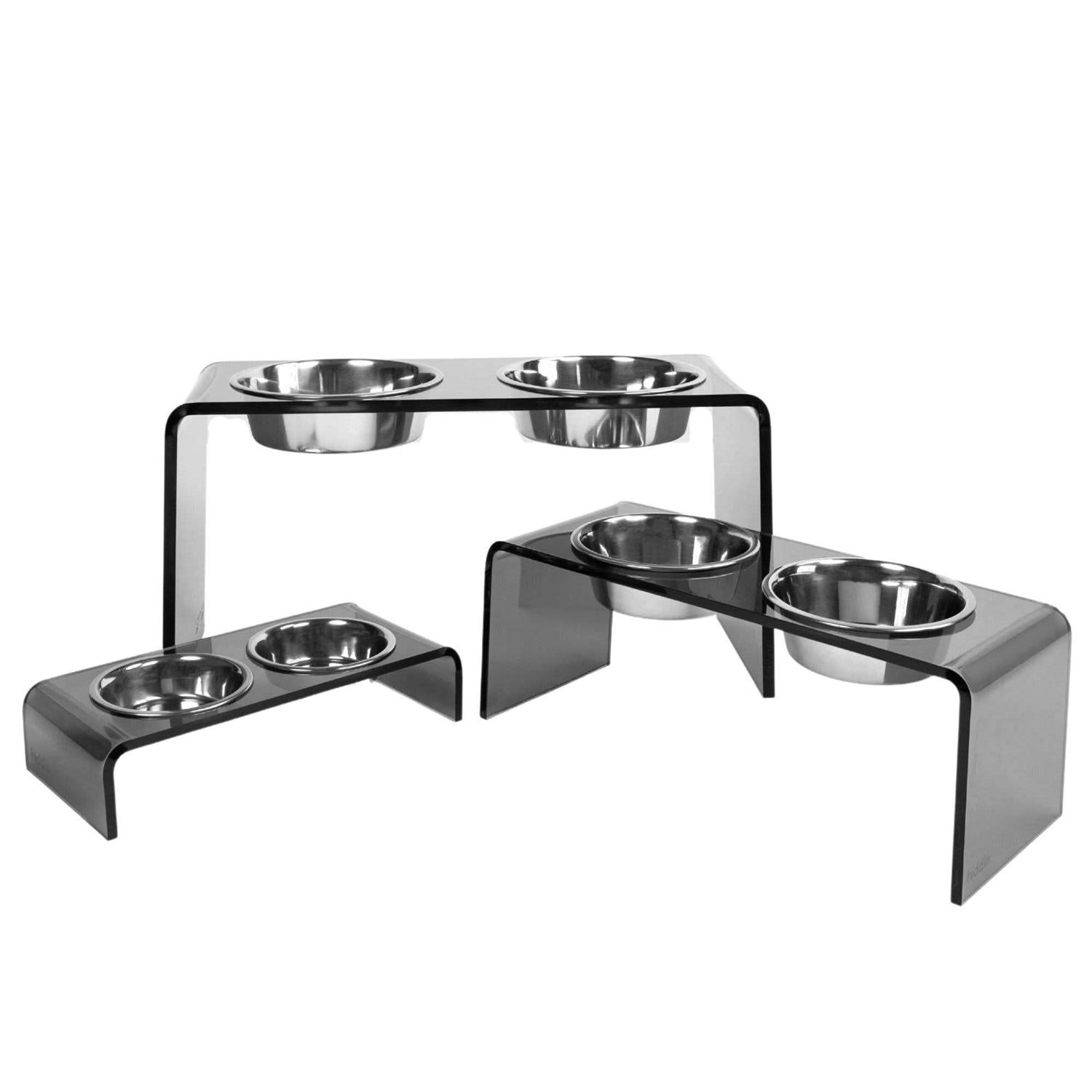 Acrylic Double Bowl Elevated Pet Feeder R312