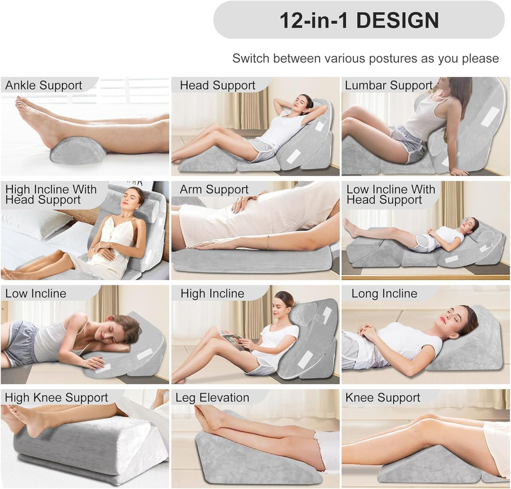 6 Piece Foam Bed Wedge Pillow Set D914