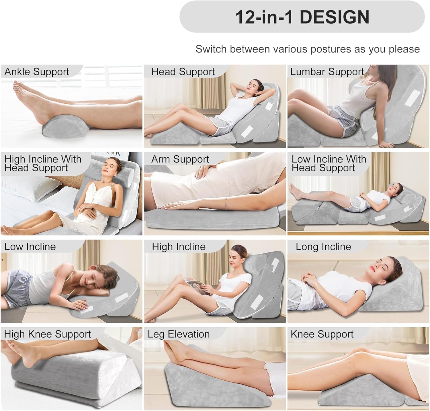 6 Piece Foam Bed Wedge Pillow Set D914