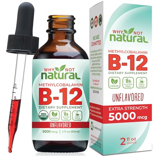 Natural Organic Vitamin B12 Liquid Sublingual 60 x 5000 mcg Methylcobalamin Drops R351242