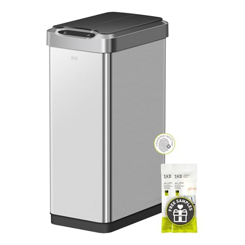 47 Liter 12.4 Gallon Touchless Rectangular Motion Sensor Trash Can with Removable Liner Brushed Stainless Steel Finish M22410