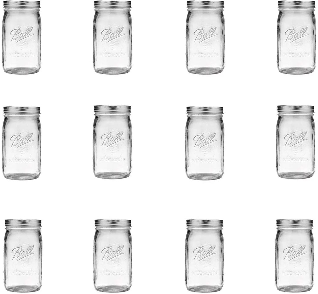 Wide Mouth Quart (32 oz) Jars with Lids and Bands (3 Pack of 12) M797934