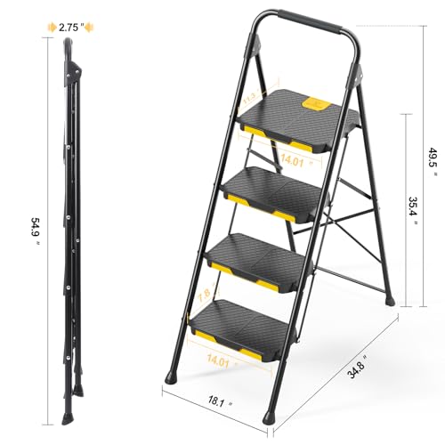 5 Step Folding Steel Ladder with Handrails D155
