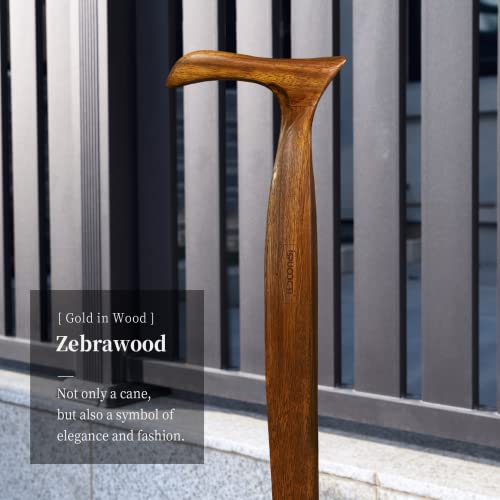 Natural Solid Wood Walking Cane with 3 Rubber Tips and Travel Bag R732692
