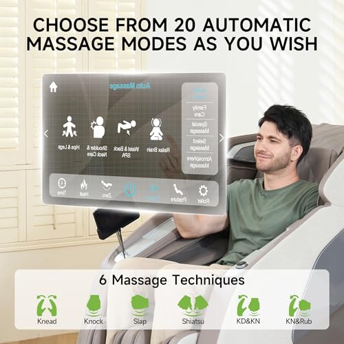 4D Massage Chair Full Body Zero Gravity Recliner with Negative Ion Purification, Aromatherapy, 20 Auto Modes, Yoga Stretching, Touch Screen, Foot Rollers, Wireless Charger G690