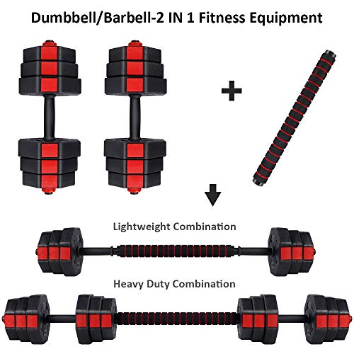 Set of 2 Adjustable Dumbbell Barbell Weight Set O57336