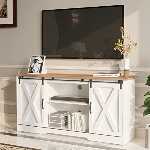 Espresso Farmhouse TV Stand with Sliding Barn Doors H572