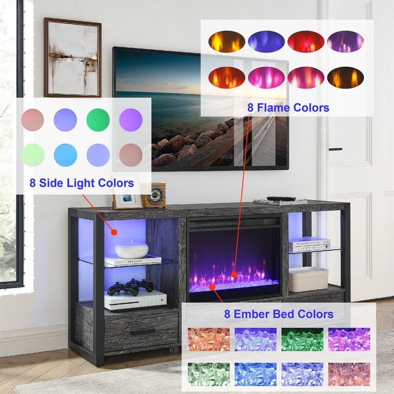 Grey TV Stand with Fireplace for TVs up to 65" M217070