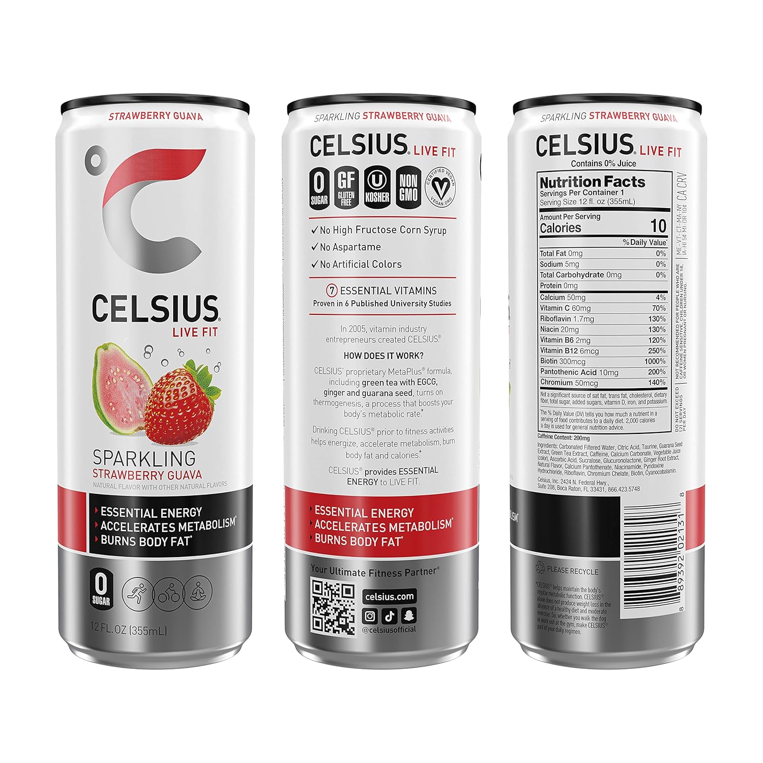Strawberry Guava Energy Drink, 12 Fl Oz (Pack of 24) A551