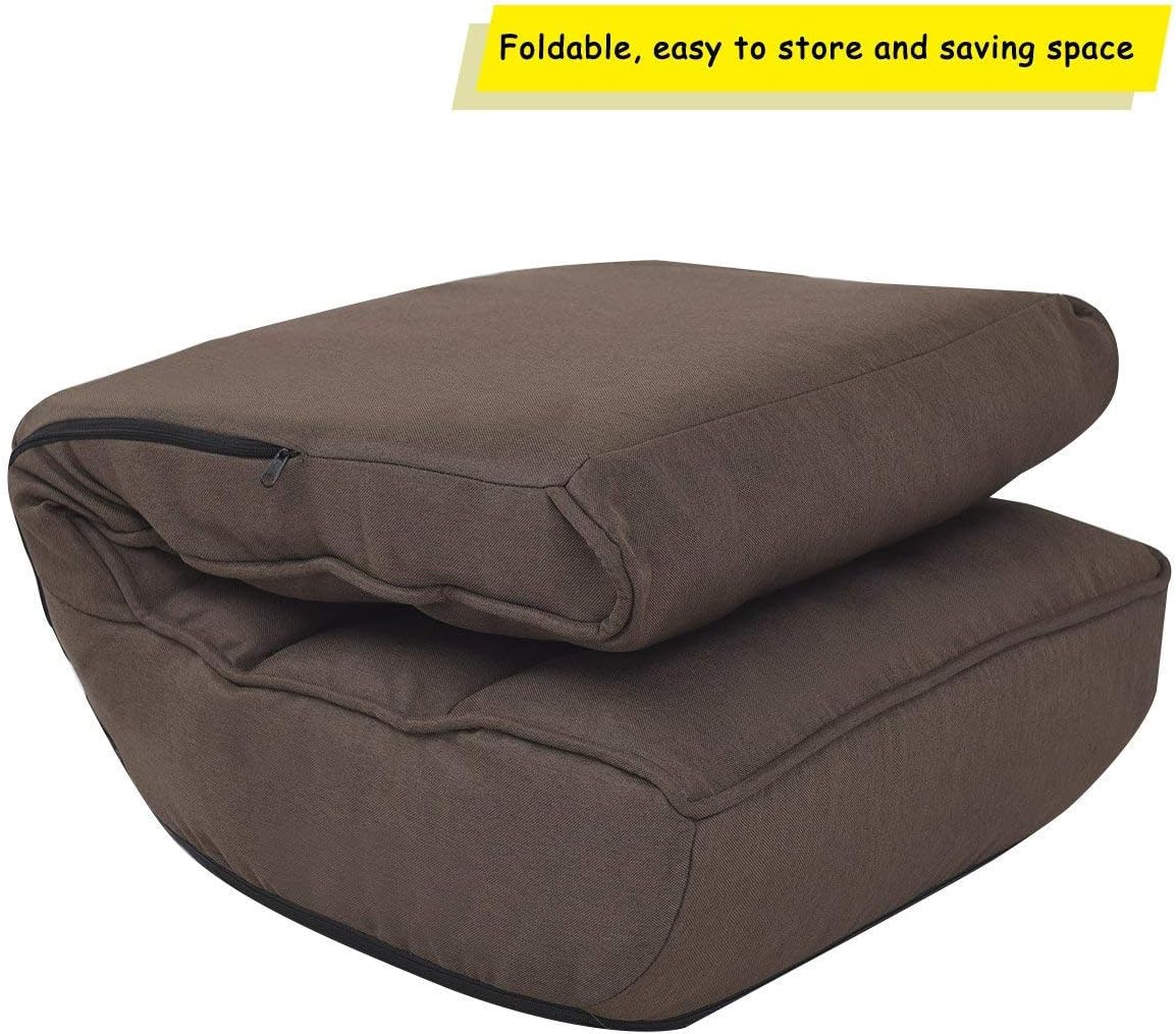 Brown Floor Chair Sleeper 4-Position Adjustable Angle Folding Lazy Sofa Cushioned Couch Lounger D71101