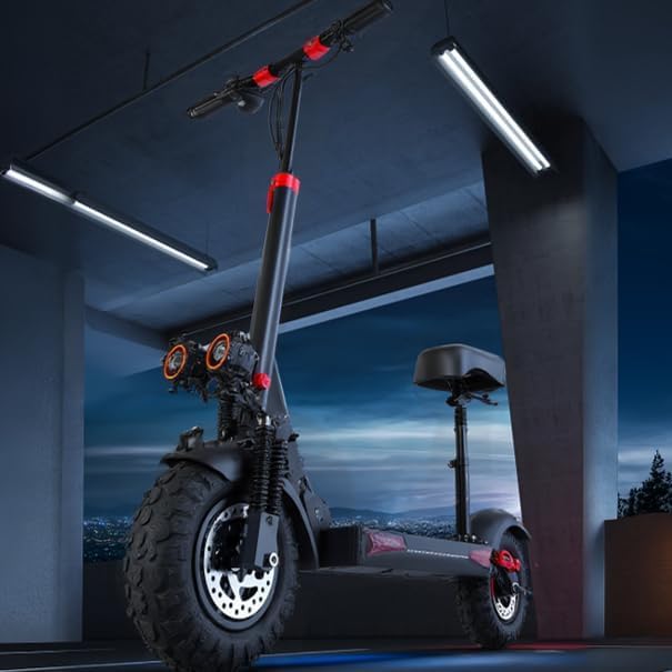 1200W Motor Electric Scooter with Seat, 11" Off-Road, 34MPH Speed, 48v 18ah, 31Miles Range, Dual Brake, Foldable B191310