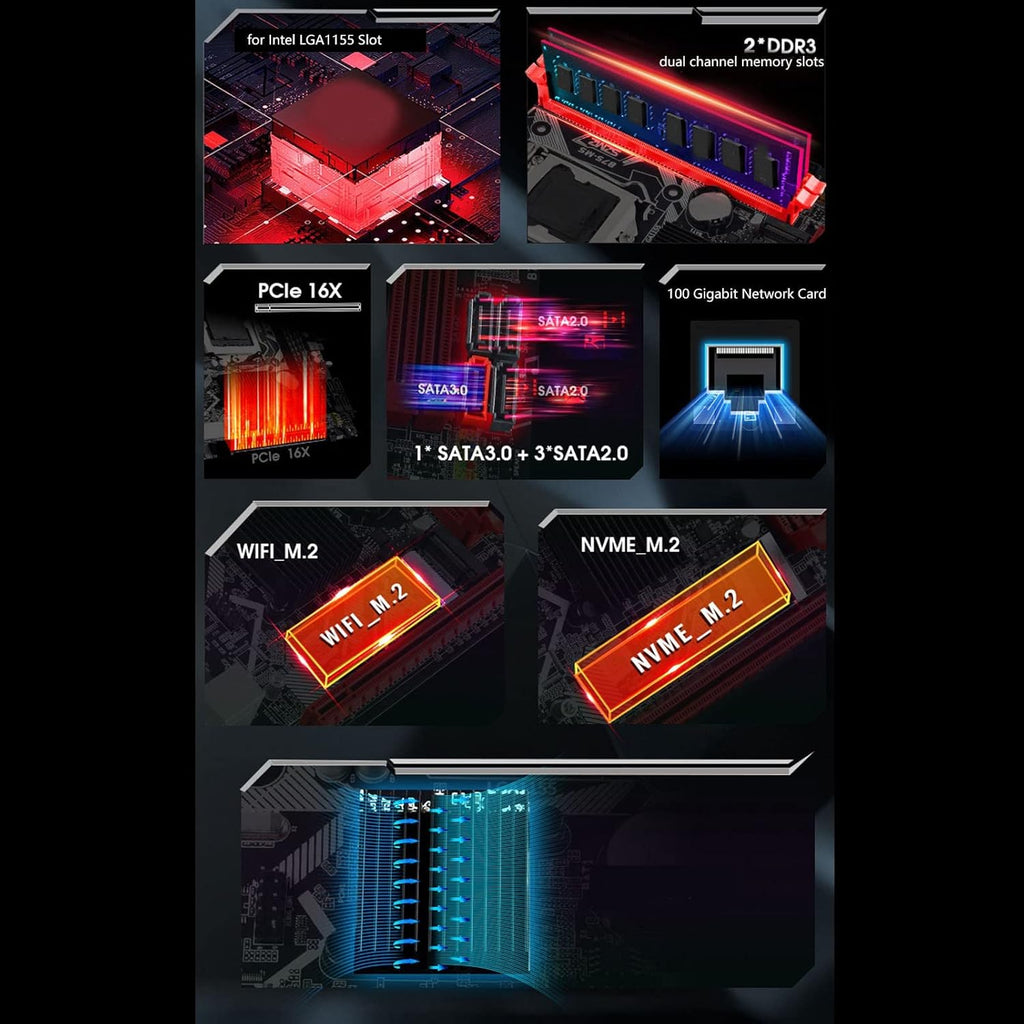 MS Gaming Motherboard, DDR3 Mini ATX, PCI E 16X, Dual USB 3.0, NVME M.2, WiFi M.2 C225
