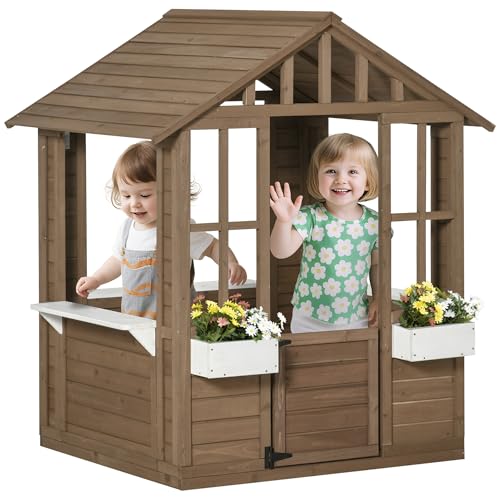 White 47" x 38" x 54" Wooden Playhouse J465005