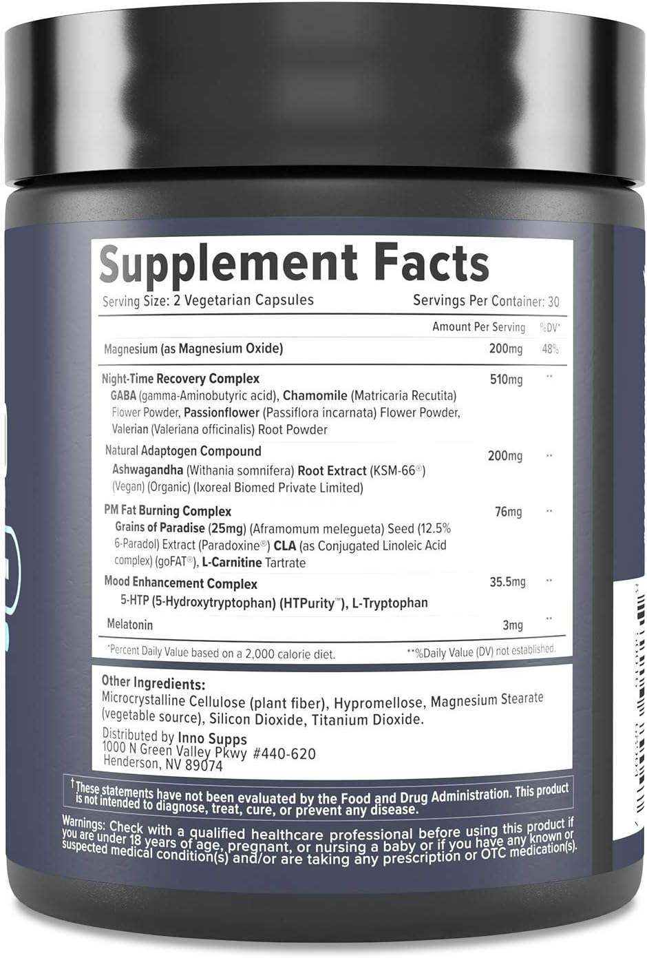 60 Vegetarian Capsules Nighttime Fat Burner Y814