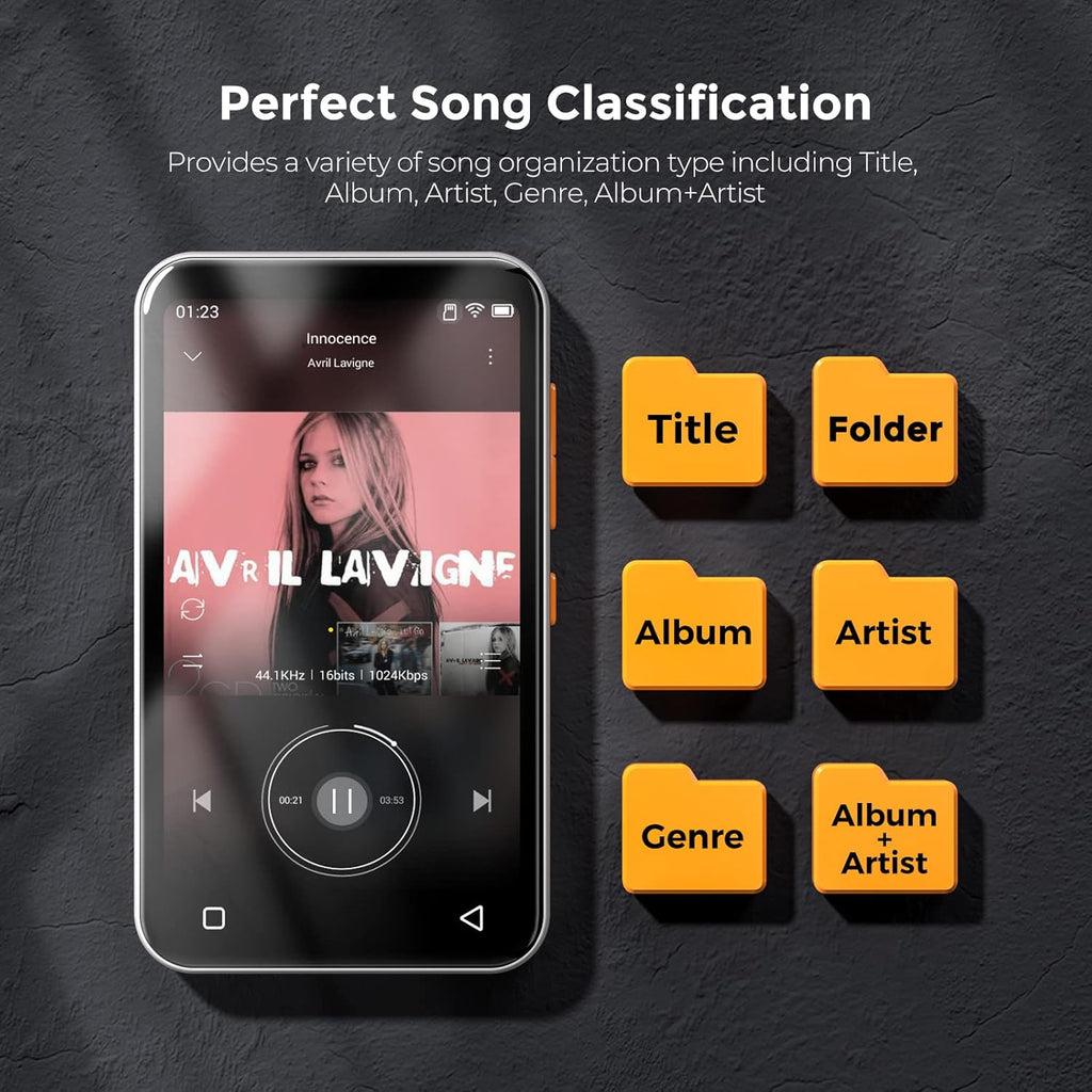4.0" Full Touchscreen MP3 Player with Bluetooth, Speaker, Voice Recorder V130393