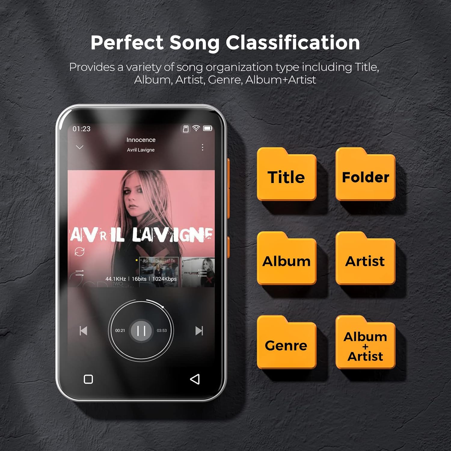 4.0" Full Touchscreen MP3 Player with Bluetooth, Speaker, Voice Recorder V130393