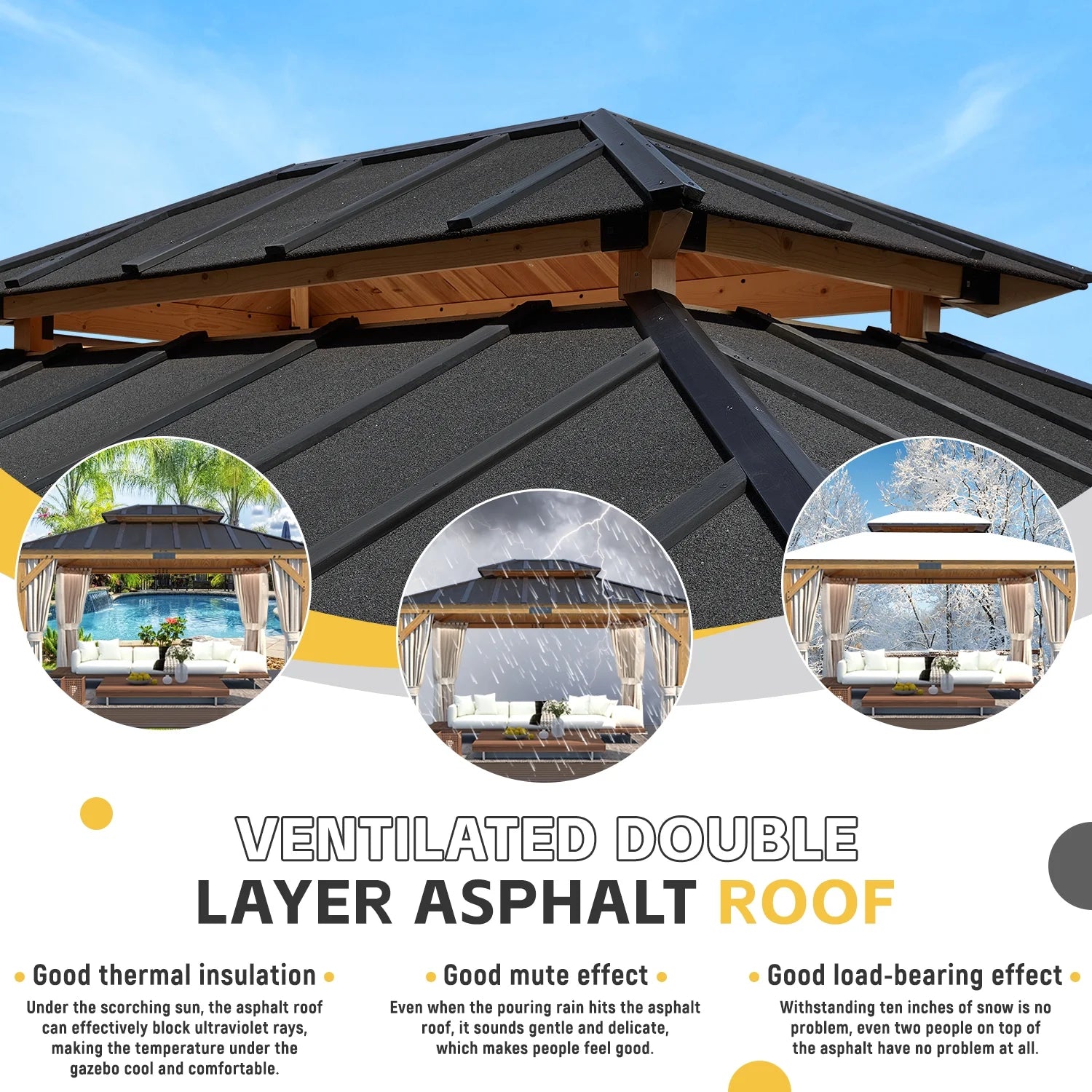 11' x 13' Hardtop Gazebo with Curtains and Meshes A4288