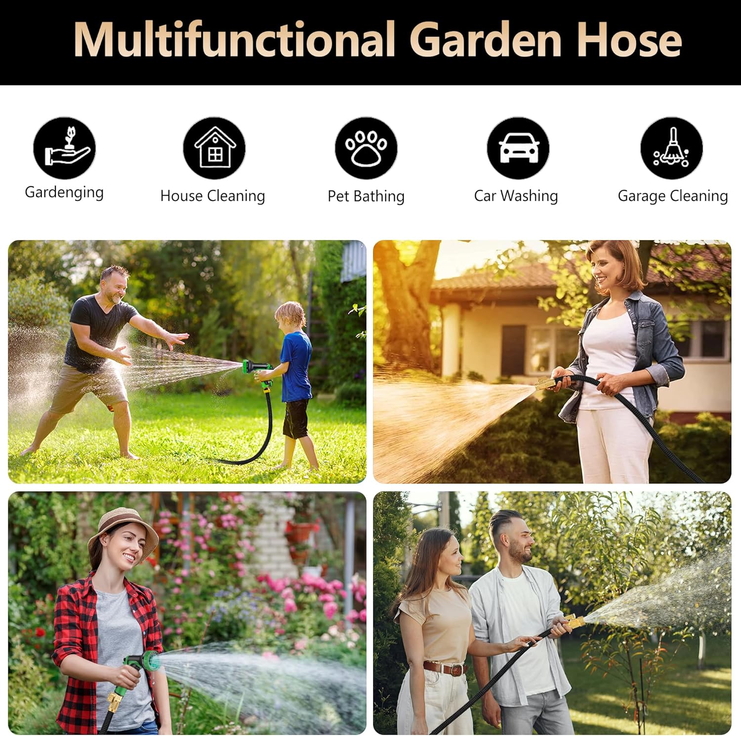 200 ft Expandable Garden Hose with 10 Spray Nozzle R756