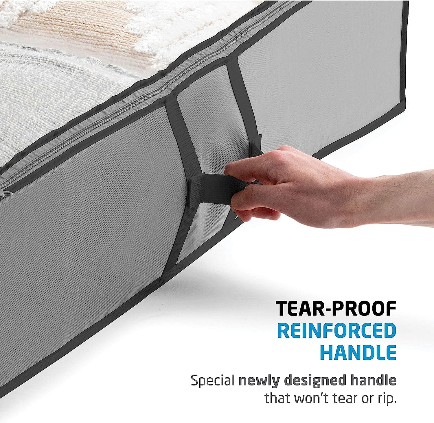 Underbed Storage Bag Organizer (2 Pack) Large Capacity Storage Box with Reinforced Strap Handles, PP Non-Woven Material, Clear Window A468386